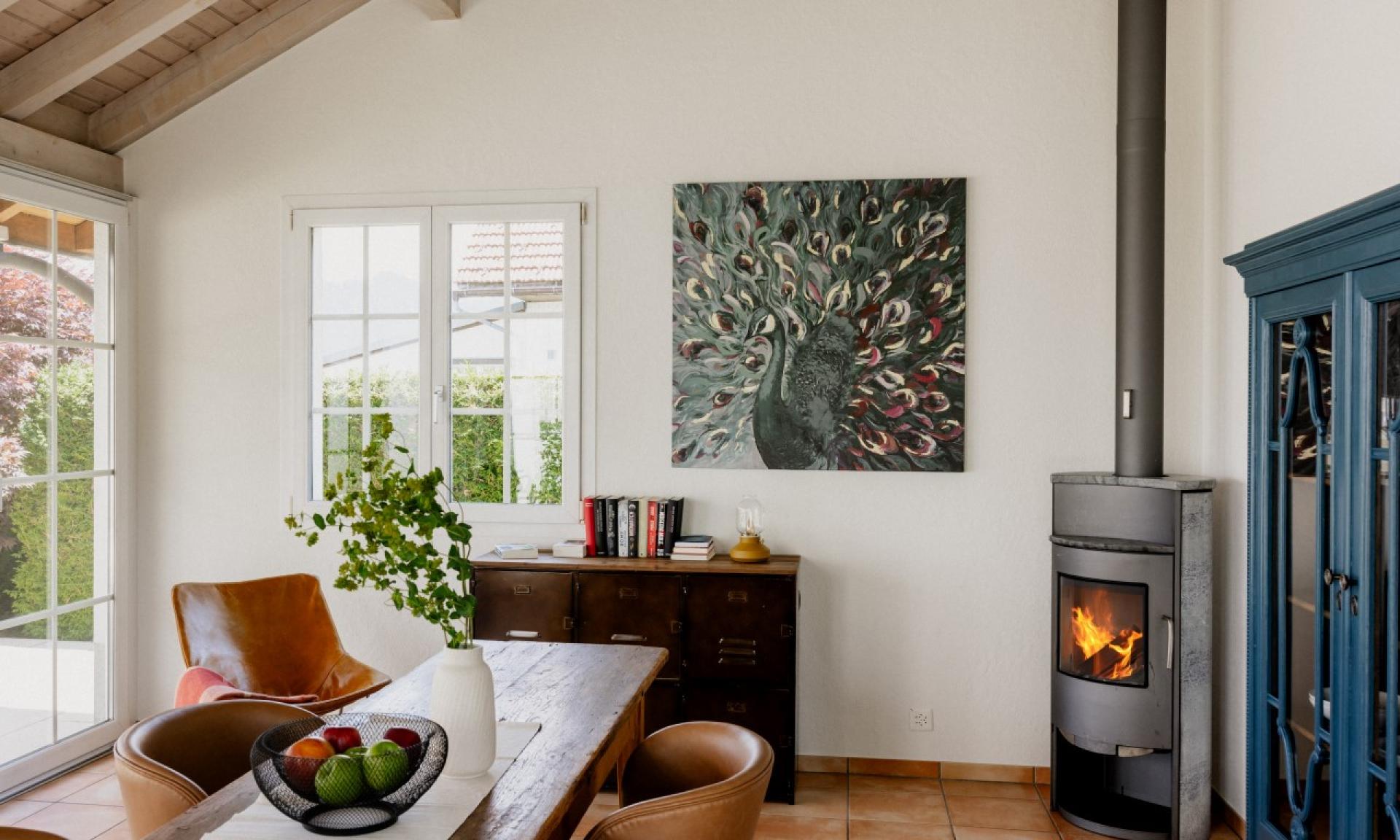 Warme Nächte am Kamin in der Ferienwohnung am Sihlsee.